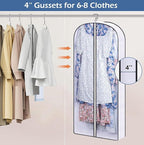 SLEEPING LAMB 50" Clear Garment Bags for Hanging Clothes Storage 4" Gussetes Dress Bags for Closet Storage Coat Cover for Suits, Sweater, Jacket(5 Packs)
