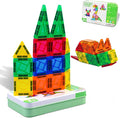 Magnetic Tiles 42PCS 0.8in Portable Magnet Toys for Kids，Travel Magnetic Blocks with Metal Storage Box，Stacking Magnets Sensory Tiles for Toddlers Ages 3+