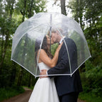 Clear Bubble Umbrellas for Wedding 8 Pack, 48 Inch Windproof Transparent POE Dome Umbrella with Auto Open J-Handle, Large Clear Umbrellas for Wedding Rain Golf Outdoor Photography Bridal Events