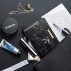 Passport Holder Cover,Traveling Passport Case Cute Marble Passport Wallet for Women,Black Marble