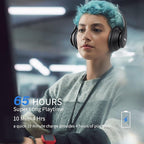 Uliptz Wireless Bluetooth Headphones, 65H Playtime, 6 EQ Sound Modes, HiFi Stereo Over Ear Headphones with Microphone, Foldable Lightweight Bluetooth 6.0 Headset for Travel/Office/Cellphone/PC