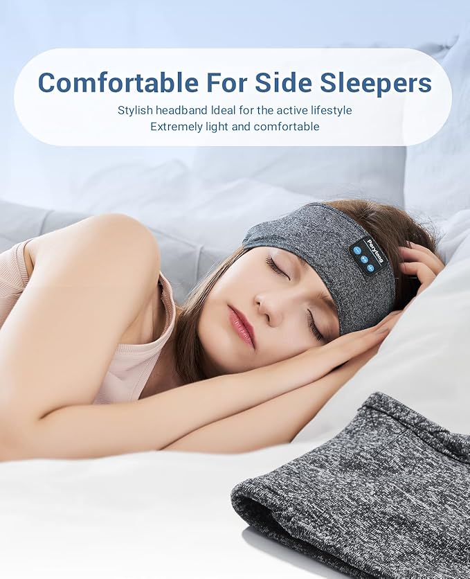 Perytong Sleep Headphones Wireless, Bluetooth Sports Headband Headphones with Ultra-Thin HD Stereo Speakers Perfect for Sleeping,Workout,Jogging,Yoga,Insomnia, Air Travel, Meditation (Charcoal Grey)