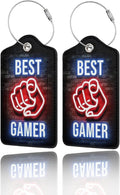 GACCAP 2 Pack Luggage Tags for Suitcase, Privacy Cover ID Label with Stainless Steel and Address Card for Travel Bag Backpack Cruise Ship Essentials Tag Men Boys - Best Gamer