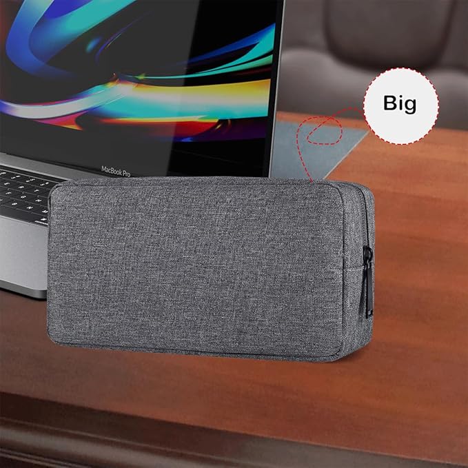 CAAORDKSO Travel Electronic Organizer Pouch Bag, Waterproof Portable Electronic Accessories Storage Multifunctional Case for USB, Cable, Cord, Charger, Phone, Power Bank, Earphone (Big-Dark Gray)