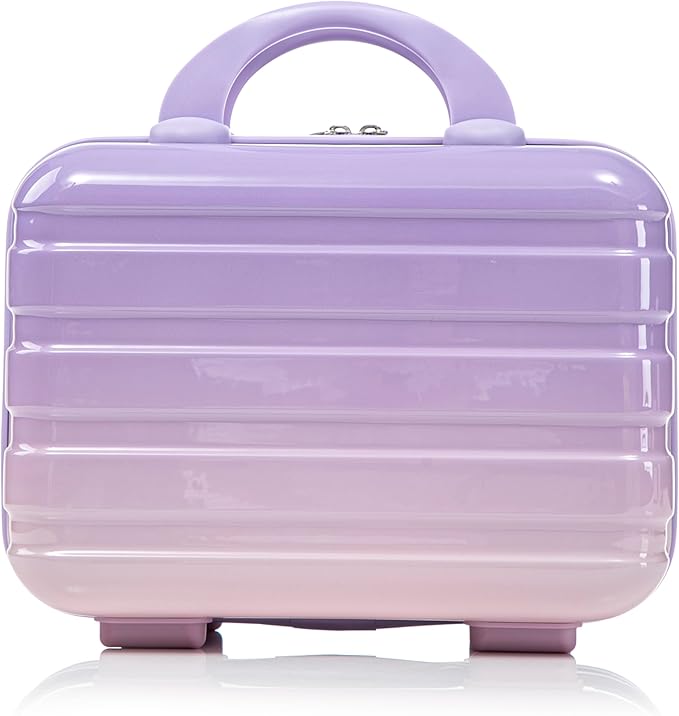 20 Inch Carry on Luggage with 14 Inch Cosmetic Case, 2 Pcs Hardshell Lightweight Durable Spinner Suitcase Set for Travel, Women, Men, TSA Lock, ABS, 20+14 Inch, Pink Purple