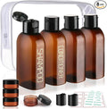 Cosywell Travel Bottles for Toiletries 4PCS 3.4oz/100ml Plastic Squeeze Bottles TSA Approved Travel Size Containers Leakproof Plastic Cream Jars Refillable Cream Lotion(Brown)