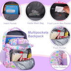 RHCPFOVR Kids Backpack for Girls - Girls Backpack 3-8 Ages Dinosaur for Kids 15 Inch School Bookbag for Kindergarten Elementary School Bookbag for Girl 1st 2nd Grade