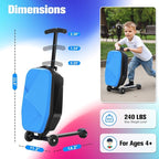 smilesun Scooter Luggage For Kids & Adults， Hardside Ride On Suitcase For Kids Ages 4-15 Multifunctional Lightweight Foldable Carry On Luggage With Wheels Ride On For Children Teenagers（Light Blue）