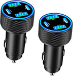 USB C Car Charger, KYOHAYA 2Pack 90W 4-Port Dual USB-C & USB-A Car Power Cigarette Lighter PD/QC3.0 Type C Car Carplay Charger Fast Charging for iPhone 17 17 Pro 16 15 14 13 12 11/Galaxy S26 S25/Pixel