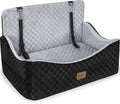 JOEJOY Dog Car Seat for Medium/Large Dogs - Reversible Dual-Sided Travel Dog Car Bed with Memory Foam, Washable Pet Booster Seat for Do gs up to 55 lbs or 2 Small Dogs, 2 Safety Leashes, Grey