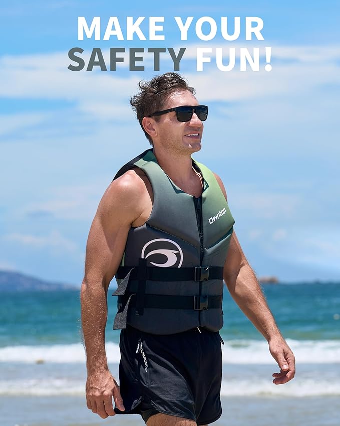 Owntop Swim Vest Adult Water Sport Vest Neoprene Floaties for Swimming, Boating, Kayaking, Fishing | Adjustable Zipper Dual Buckle Foldable Buoyancy Jacket