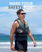 Owntop Swim Vest Adult Water Sport Vest Neoprene Floaties for Swimming, Boating, Kayaking, Fishing | Adjustable Zipper Dual Buckle Foldable Buoyancy Jacket