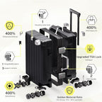 Krute Carry On Luggage 20 inch Aluminum Frame Luggage with Spinner Wheels Hardshell No Zipper PC+ABS TSA Lock Zipperless Suitcases Black