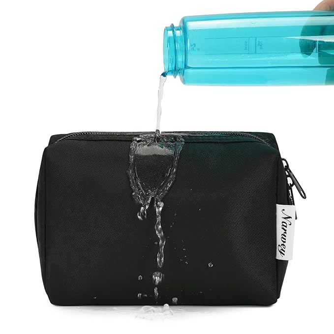 Narwey Travel Cosmetic Bag Organizer Toiletry Bag Make Up Bags with Compartments for Women Girls (Large, Black)