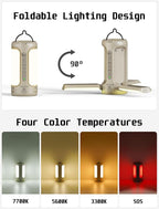 3 in 1 Folding Camping Lantern Rechargeable, 10000mAh Foldable LED Light for Tent Outdoor, IP54 Waterproof, 1500LM Camping Lights, Portable LED Flashlight, 5 Mode