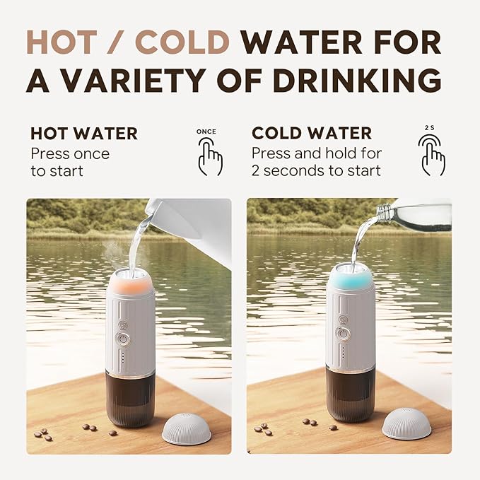 i Cafilas Portable Electric Espresso Coffee Maker, Fast self-heating 2 IN 1 Extraction System Espresso Machine, Support Ground Coffee and NS capsule, for Travel,Car,Hiking,Climbing,Rich Crema（White）
