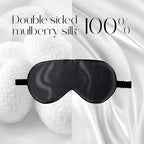 ZIMASILK Adjustable Mulberry Silk Sleep Mask Blindfold 100% Pure Mulberry Silk Eye Mask for Sleep with Bag (Black)