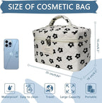 Gosect Large Makeup Bag, Cute Cosmetic Bag for Women Girls, Floral Coquette Aesthetic Toiletry Bag, Travel Make Up Organizer Bag (Black Flower)