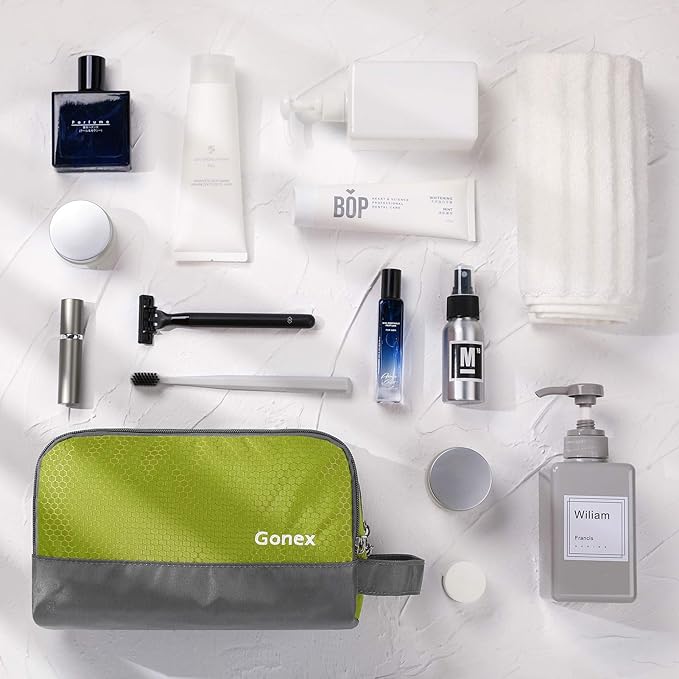 Gonex Travel Toiletry Bag Nylon, Shaving Bag Toiletry Organizer Green