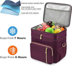 MIYCOO Lunch Bag & Lunch Box for Women Men, Double Deck Leakproof Insulated Soft Large Adult Camping Cooler bag for Work, Beach, Picnic, Travel (Purple, 15L)