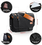 ESTARER Men Messenger Bag 15.6 inch, Computer Work Bag Water-resistant Canvas, Laptop Shoulder Bag Briefcase Satchel, Dark Grey