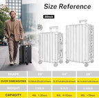 Krute Zipperless Luggage Set 2 Pieces Aluminum Frame Suitcase Sets Polycarbonate Hard Shell Luggage TSA Lock Checked Suitcase with Spinner Wheels Gray