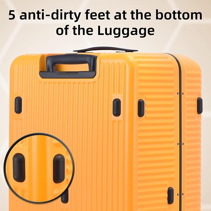 Kaleenie 2 pieces 20/29 Aluminum Frame Carry On and Checked Luggage Set with Side Opening, Lightweight Hardshell ABS+PC Trunk Suitcase with TSA Lock, 360° Universal Wheels & Adjustable Handle, Orange