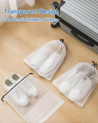 Teskyer 6 Pack Shoe Bags for Travel – Transparent, Waterproof, Portable Shoe Storage for Packing (15.7" x 11.8") – Travel Essentials for Men & Women