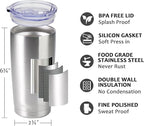 SUNWILL Travel Coffee Tumbler 20 oz, Stainless Steel Mug with Lid, Insulated Cup for Water, Tea, Hot and Cold Drinks, Silver