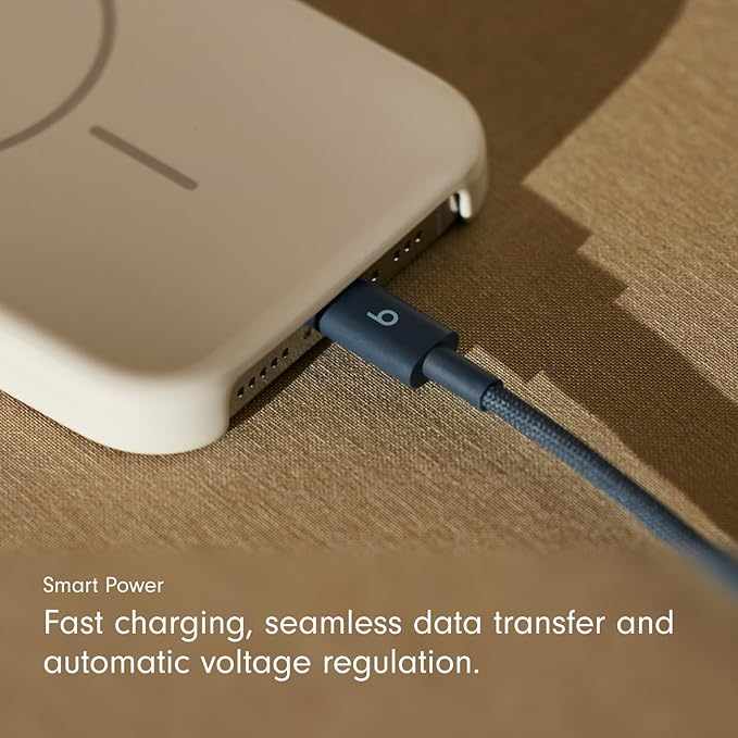 Beats USB-C to USB-C Woven Cable Fast Charging Durable/Tangle-Free Compatible Charger for Apple & Android Devices (1.5 m, 5 ft) - Nitro Navy