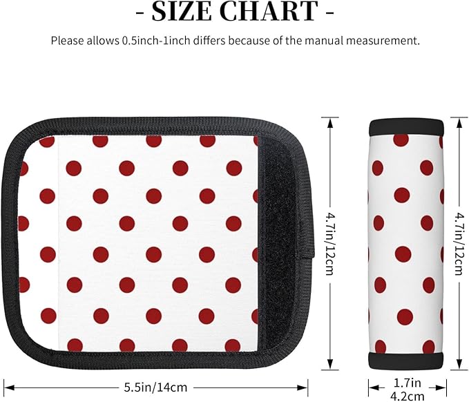 Neoprene Luggage Handle Wrap 2 Pack Red White Dots Luggage Handle Wraps for Suitcase Travel