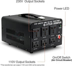 Cantonape 5000 Watt Voltage Converter Transformer - Heavy Duty Step Up/Down Convert from 110-120 Volt to 220-240 Volt and from 220-240 Volt to 110-120 Volt - Circuit Breaker Protection