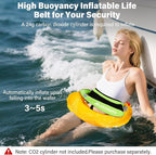 Automatic Inflatable Belt Pack Water Sports Jacket Waist Belt PFD for SUP Paddleboarding Fishing Boating Kayaking（fit 80-330 lbs） (Fluorescent yellow)