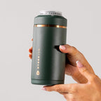 HydroJug Standard Can Cooler - 2-in-1 Insulated Can Cooler Cup - Stainless Steel Can Holder with Non-Slip Rubber Base - Screw-Top Lid - Dishwasher Safe - 16oz, Pine
