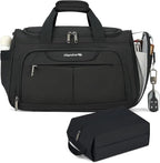 Hanke Large Capacity Travel Duffel Bag, Carry On Luggage with 12 Pockets, 17 Inch Laptop Compartment, Wet Dry Separation & Independent Shoe Bag, Lightweight Foldable Duffel Bag for Women Men（Black）