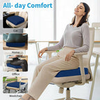TranquilRelax XLarge Seat Cushion, Memory Foam Cushion for Long Sitting Hours on Office Chair, Home & Car, Non-Slip Chair Pad for Relieving Back & Sciatica & Hip & Coccyx Pain (Blue)