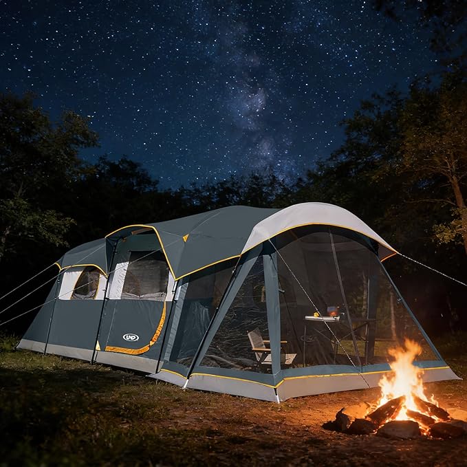 UNP Camping Tent 8 Person Waterproof Big Tunnel Tent with Screen Porch,Family Outdoor Large Tents for Camping 20' x 9' x 80in(H)