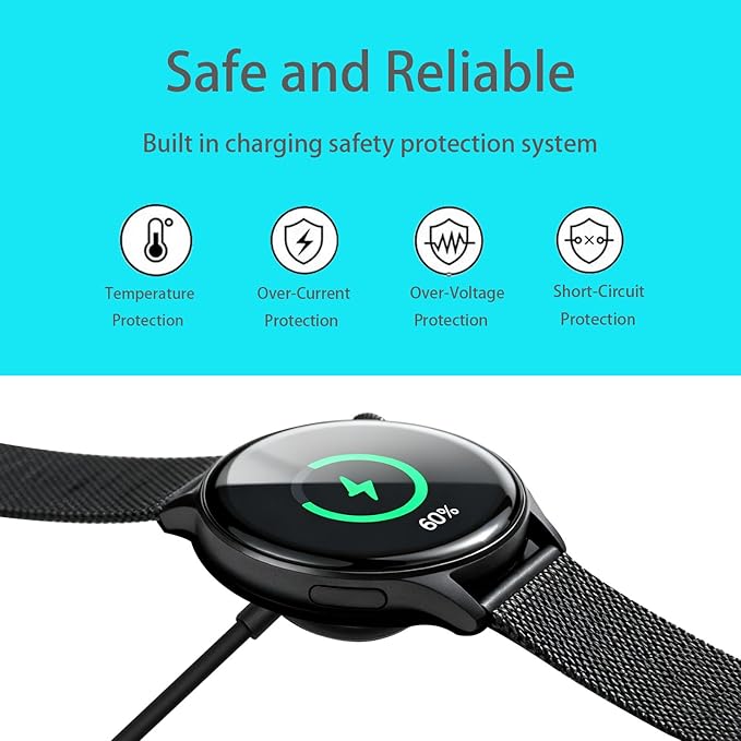 Compatible with Google Pixel Watch 3/Pixel Watch2 Chargers, 2 USB-A Type-C Ports,3.3 feet/100 Smart Watch Charging Cable Adapter, Accessories for Fitbit Ace LTE/Versa 3/Versa4 (2, Black White)
