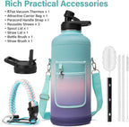 DYSANKY Insulated Water Bottle | Thickened Stainless Steel for Gym and Hiking with Straw, Carrier Bag, Handle Strap | BPA-Free 87 oz