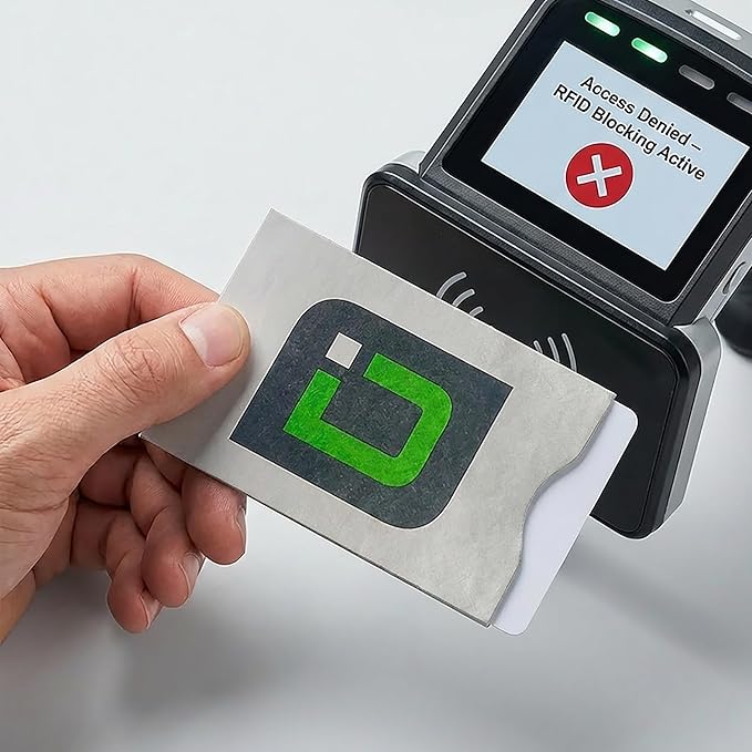 RFID Blocking Credit Card Sleeve Protectors – USA Made Slim Wallet Inserts for Credit Cards, Debit Cards & ID Protection (16, Green Logo -16 Pack)