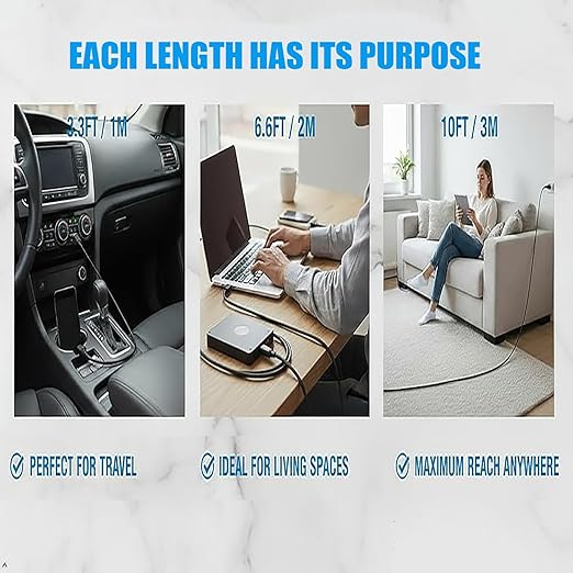 USB-A to USB-C Cable 5 Pack – 3A Fast Charging (QC 3.0), Mixed Length 3.3/6.6/10 ft, Nylon Braided, Compatible with iPhone 15/16/17, Galaxy S24/S23, Pixel & USB-C Devices