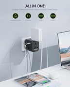 EPICKA 35W Universal Travel Adapter with 2 AC Outlet, European Travel Plug Adapter with PD Fast Charging, 6-Port (2 AC/2 USB-C/3 USB-A) International Power Adapter - Travel Essentials (TA-205, Black)