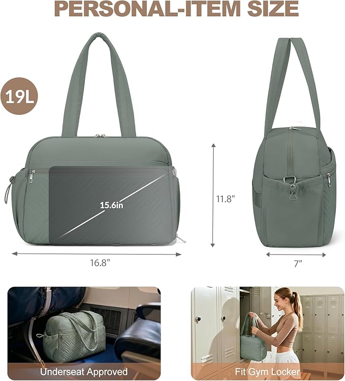 SYTRAH Gym Bag for Women, Lightweight Workout Duffle Bag with Shoe & Wet Separation for Gym, Yoga, Travel & Overnight, Stylish Sports Bag with Adjustable Shoulder Strap Green