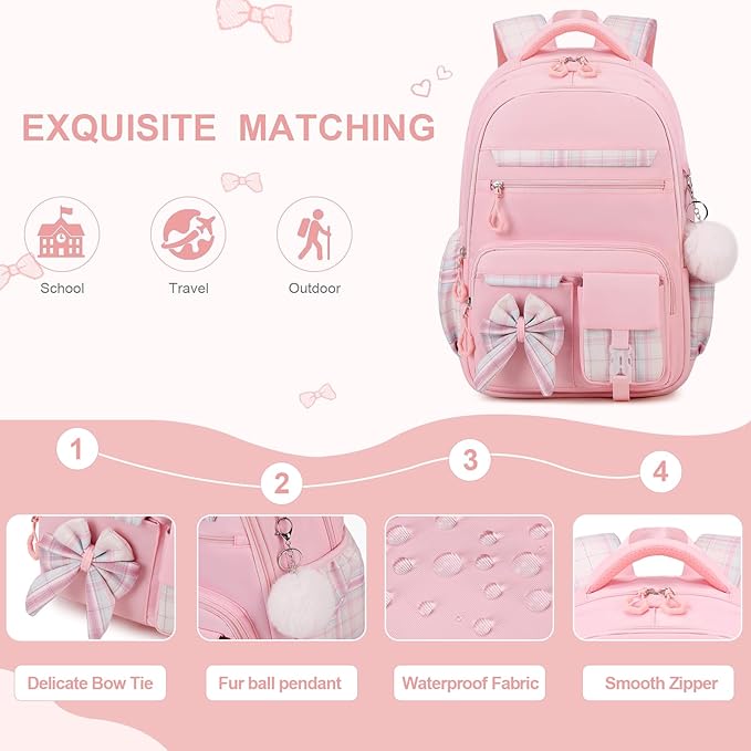 DIGOBAY Backpack for Girls, 3PCS Girls Backpack for School with Lunch Bag Pencil Case, Cute Kids Teens Bookbag for Kindergarten Elementary Preschool Middle School