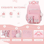 DIGOBAY Backpack for Girls, 3PCS Girls Backpack for School with Lunch Bag Pencil Case, Cute Kids Teens Bookbag for Kindergarten Elementary Preschool Middle School