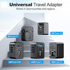 VYLEE Universal Travel Adapter, Type D/G/C/I/A International Adaptor with 2 USB C 2 USB A, Worldwide Charger for Europe UK Maldives Sri Lanka India Nepal Ghana Zimbabwe Tanzania Nigeria (Black)
