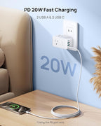 TROND 2 to 3 Prong Outlet Adapter 2 Pack, 3 AC Power Splitter with USB C PD20W & 360 Rotating Plug, Travel Plug Adapter for US to Japan, Wall Outlet Extender for Old House Travel Essentials