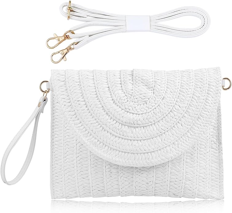 COOKOOKY Straw Clutch Handbag Summer Beach Straw Purse for Women woven Envelope Bag | Straw, Summer, Beach, woven, Straw, Summer