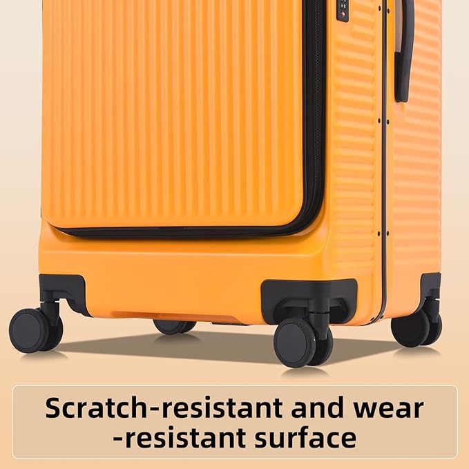 Kaleenie 2 pieces 20/29 Aluminum Frame Carry On and Checked Luggage Set with Side Opening, Lightweight Hardshell ABS+PC Trunk Suitcase with TSA Lock, 360° Universal Wheels & Adjustable Handle, Orange
