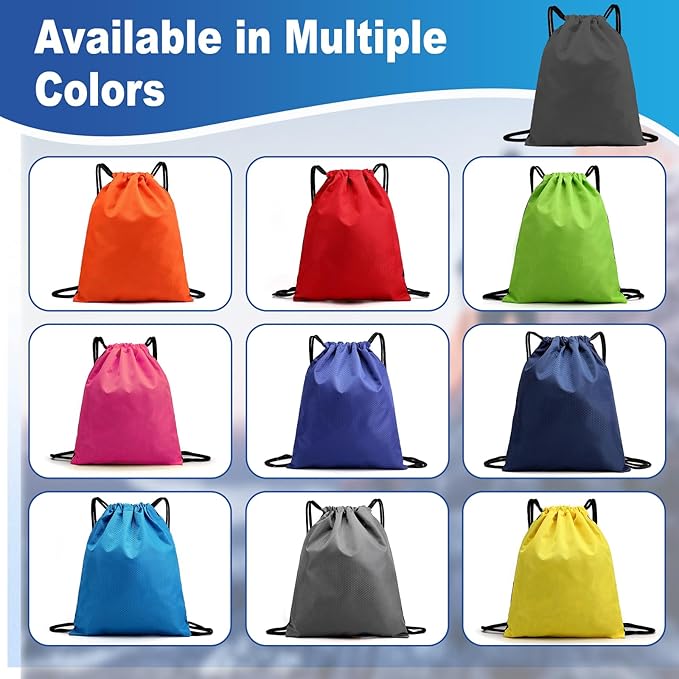 2-Pack Waterproof Drawstring Backpacks, Soccer-Texture Oxford Fabric, 16.9" × 13.8", Lightweight 0.19 lb Each, No Eyelets, Gym & Marathon Gear Sacks(Orange)